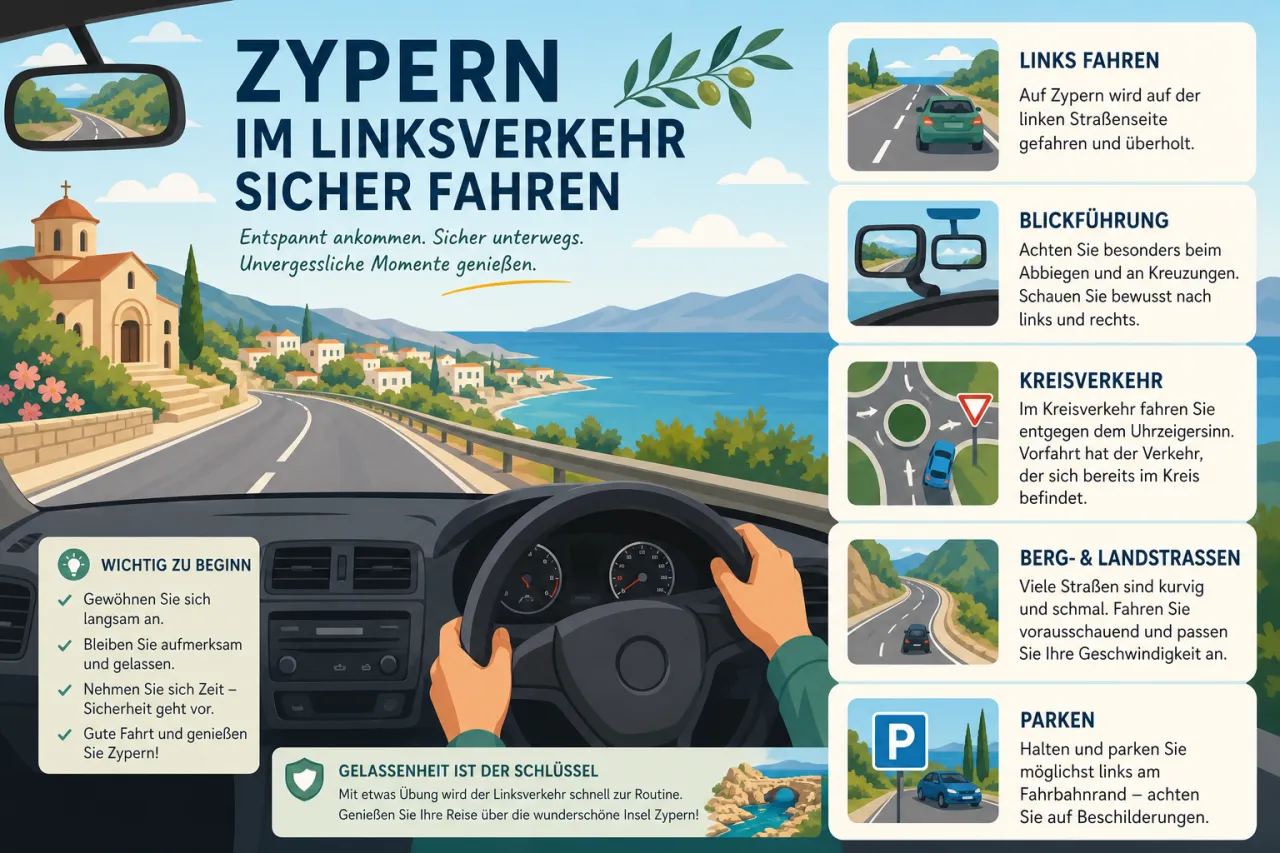 Zypern im Linksverkehr sicher fahren